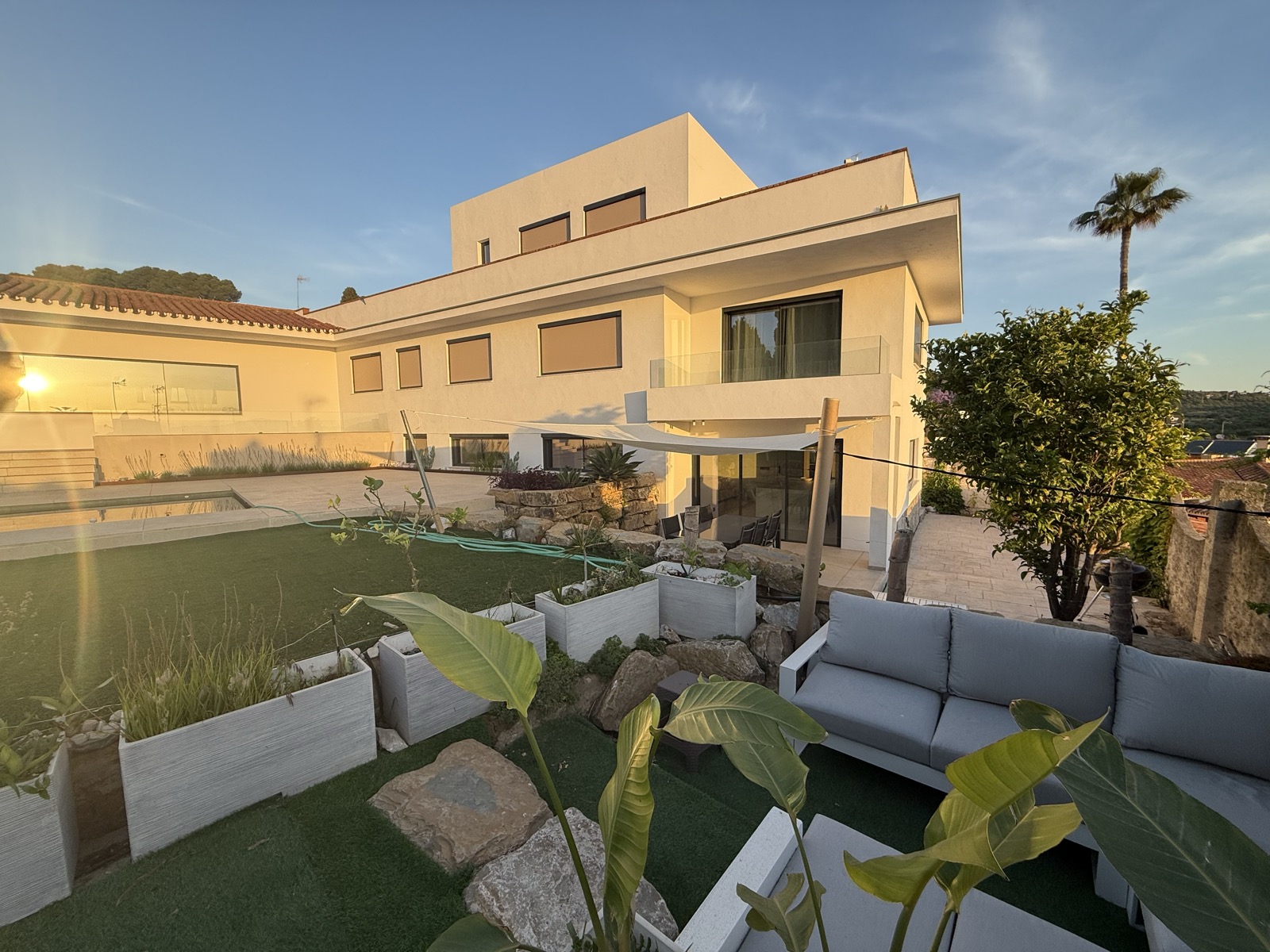 Casa Destino at dusk, third view